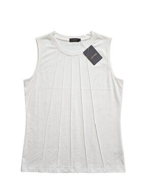 NWT | Luxveer White Pleated Front Sleeveless Tank Top XL
